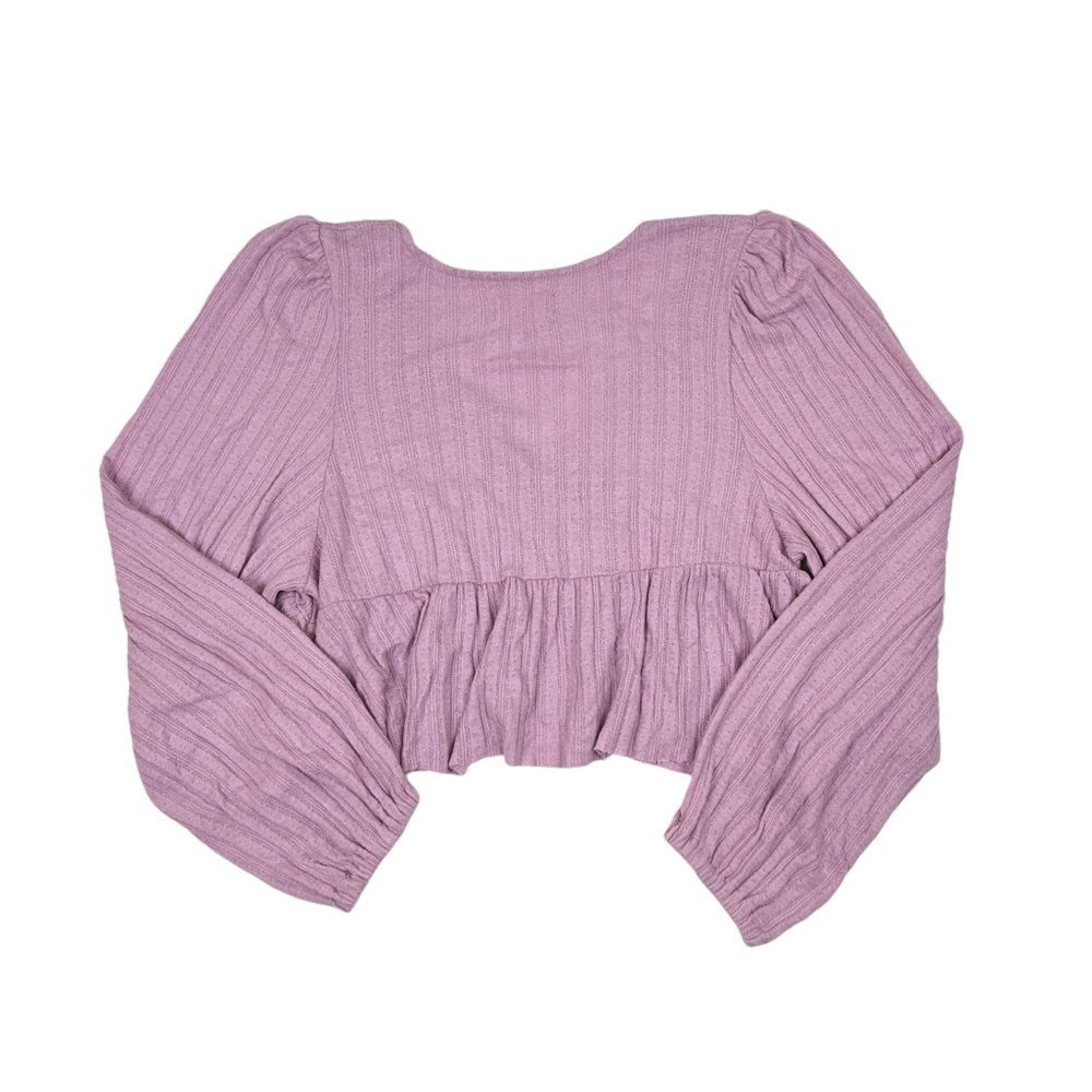 Urban Outfitters Lilac Cropped V-Neck Prairie Ribbed Babydoll Top - Picture 6 of 6